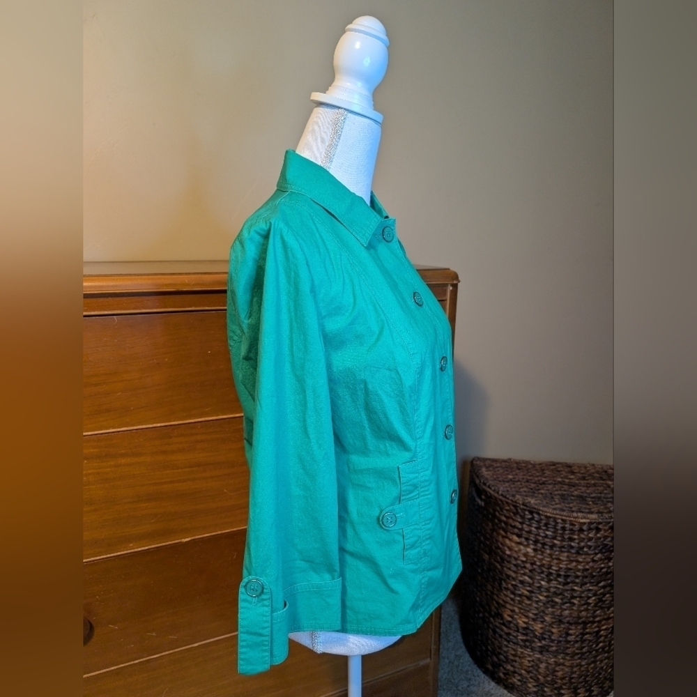 Chico’s Kelly Green 3/4 sleeve Cargo Jacket - Picture 6 of 9